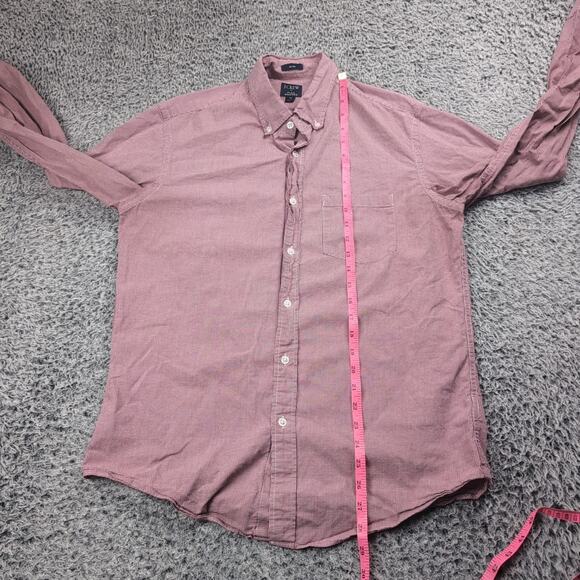 J Crew Shirt Men Medium Red Slim Normcore Preppy Check Long Sleeve Casual Work - Picture 4 of 6